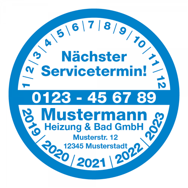 Aufkleber Plakette Nächster Servicetermin Ø 5 cm wetterfest - Design 6