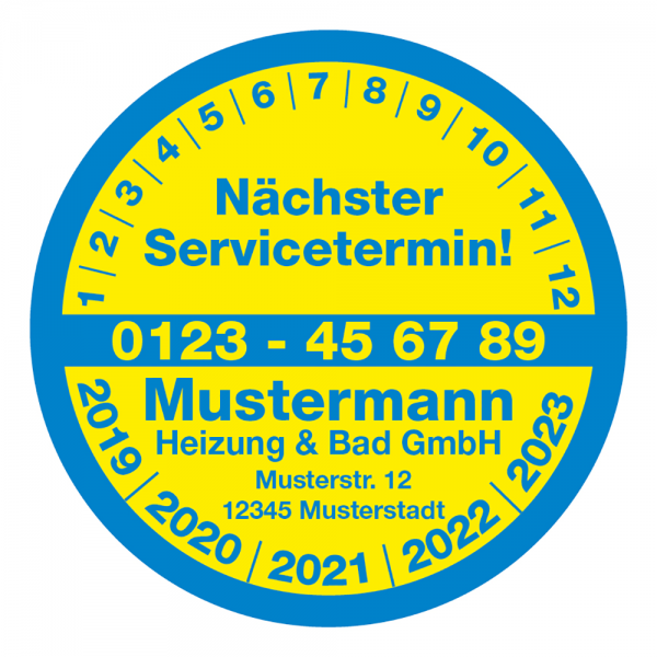 Aufkleber Plakette Nächster Servicetermin Ø 5 cm wetterfest - Design 5